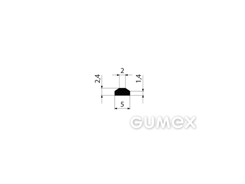 "Trapezförmiges" Gummiprofil, 2,4x5/2mm, 65°ShA, EPDM, -40°C/+100°C, schwarz, 
